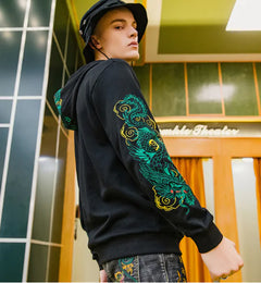 Stylish Embroidered Dragon Hoodie for Men
