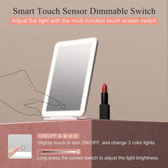 Dual mirror LED makeup mirror showing primary flat mirror and integrated small round mirror