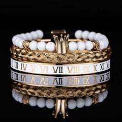 Roman Numerals Steel Bracelet Crown Design
