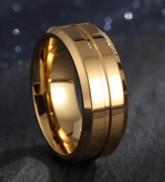 18K Gold-plated Men's Ring with Simple Groove Design