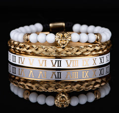 Roman Numerals Steel Bracelet Crown Design